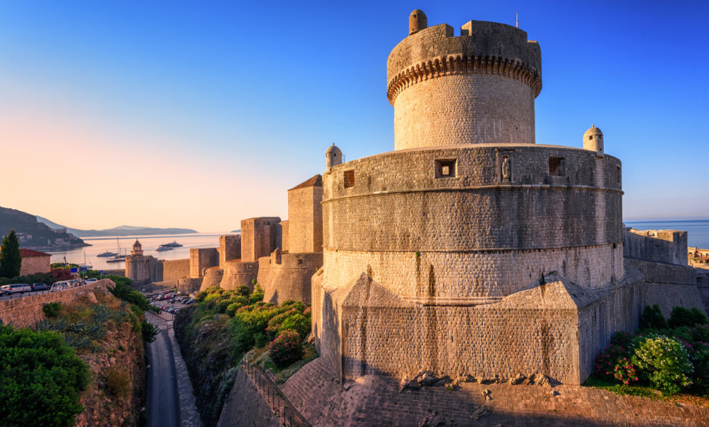 Minceta Tower and Dubrovnik medieval old town city walls, Croatia