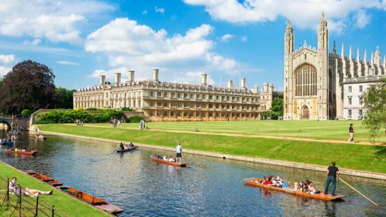 Strolling River Cam Cambridge college buildings arched bridges England GoGo Tours