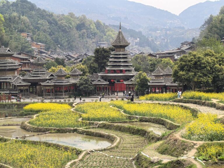 Terraced fields and lush greenery of Zhaoxing Dong Village