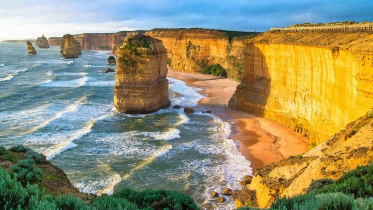 The Twelve Apostles limestone formations along the Great Ocean Road in Victoria, Australia