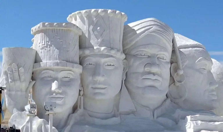 Large salt sculptures at Chaka Salt Lake, Qinghai, China
