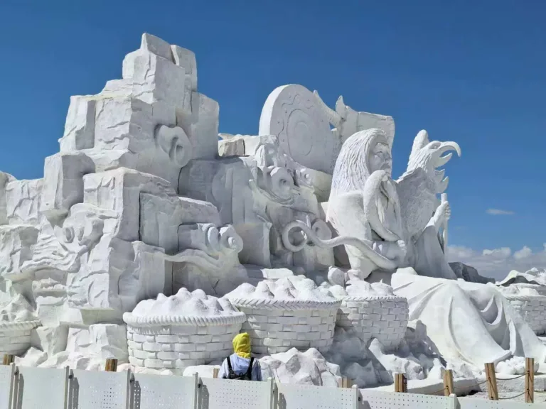 Sculpted salt formations at Chaka Salt Lake, Qinghai, China
