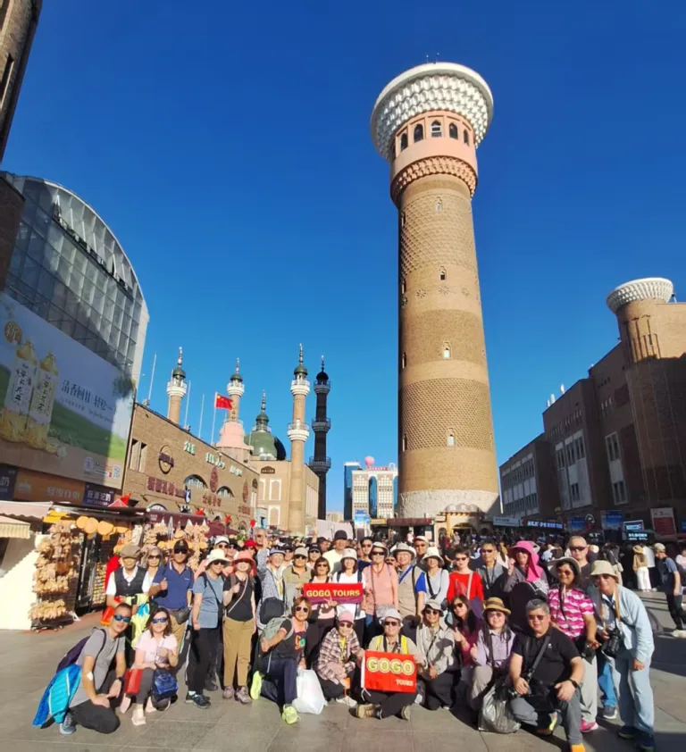 GoGo Tours travelers visiting Xinjiang International Grand Bazaar in Ürümqi, China