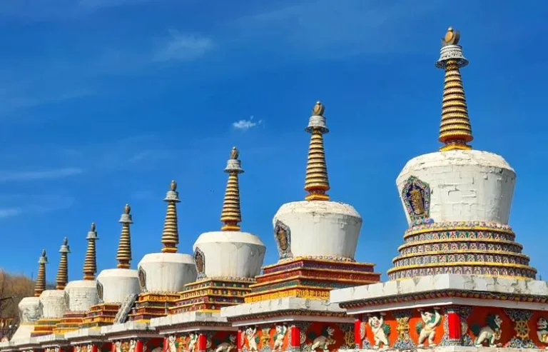 Eight stupas at Kumbum Monastery, Qinghai, China