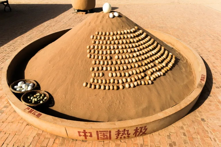 Heat exhibit at the Flaming Mountains showcasing extreme temperatures in Xinjiang