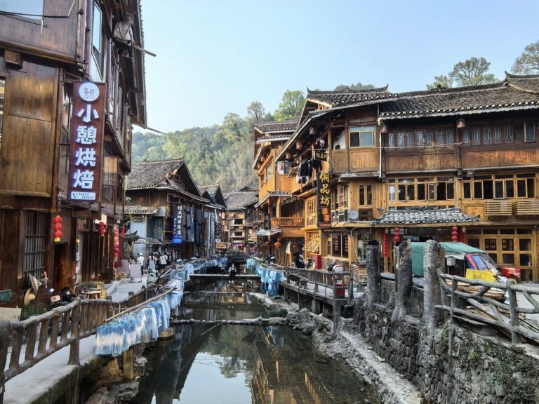 Riverside view Zhaoxing Dong Village Yunnan Guizhou China tour GoGo Tours
