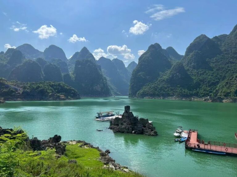 Wanfeng Lake surrounded by mountains in southwest China
