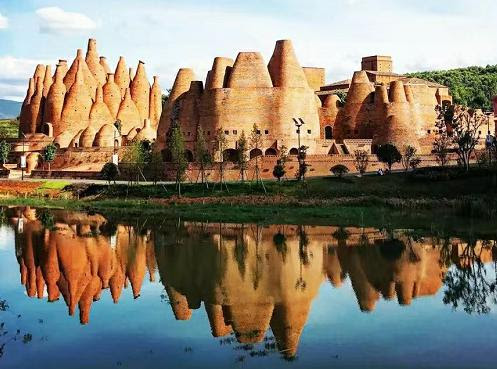 Traditional red-brick architecture in Dongfengyun Town, Mile City