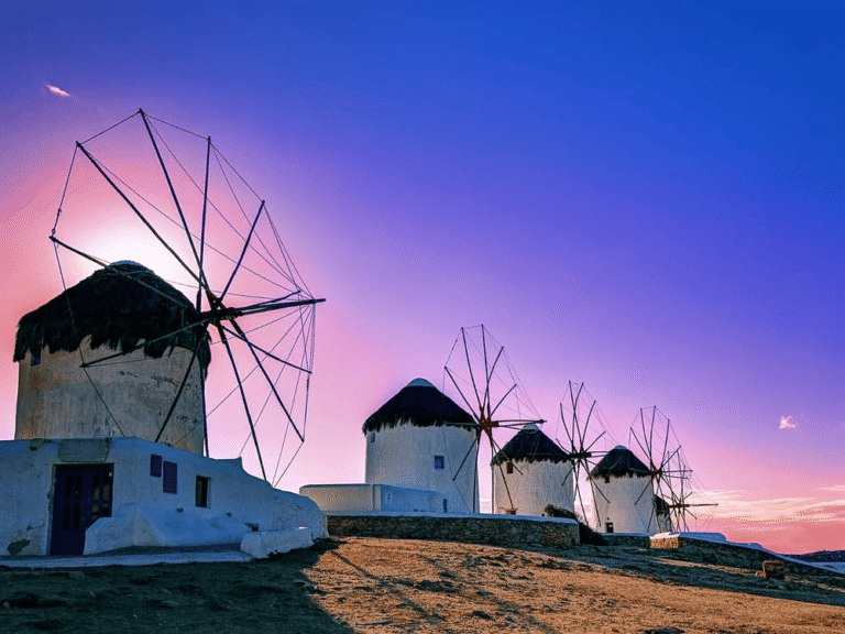 Mykonos Greece iconic windmills Aegean Sea GoGo Tours