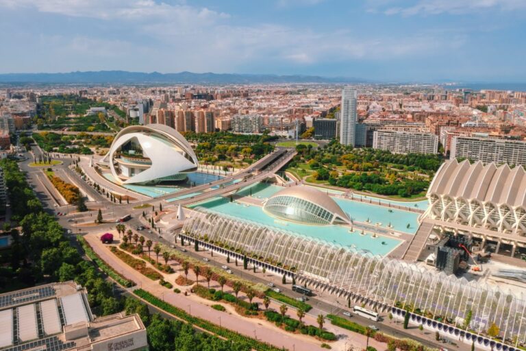 Aerial view of the City of Arts and Sciences in Valencia, Spain