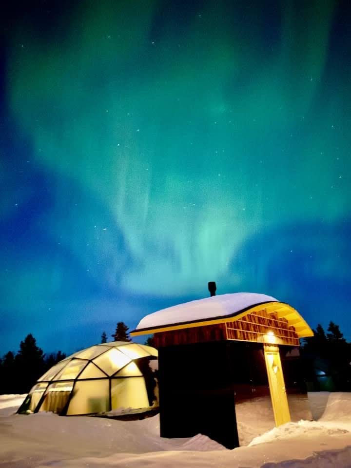 Glass-roof igloos for Northern Lights viewing during GoGo Tours’ Arctic Circle 9-Day Tour.