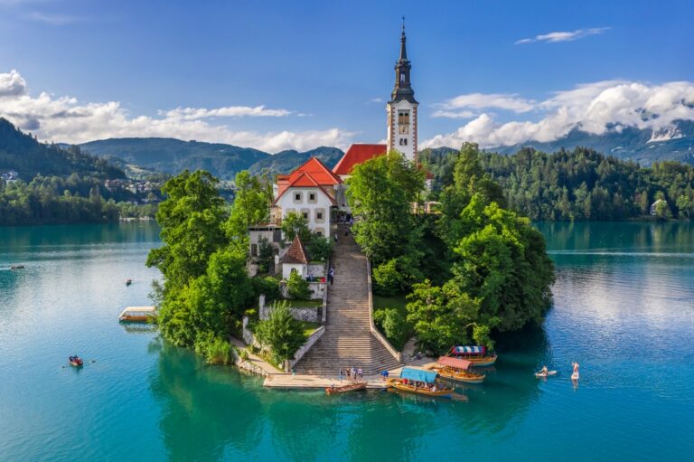 Scenic view of Lake Bled in Slovenia on Balkan Peninsula 14-Day Tour