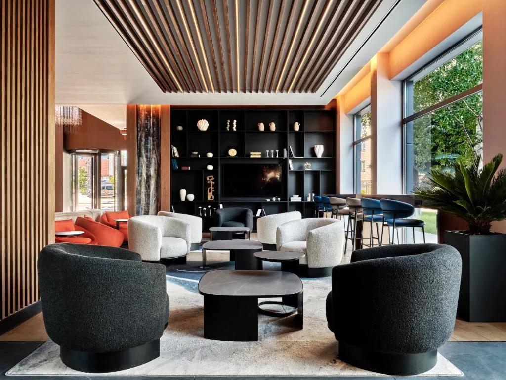 Crowne Plaza Hotel bar and lounge area on Balkan Peninsula 14-Day Tour