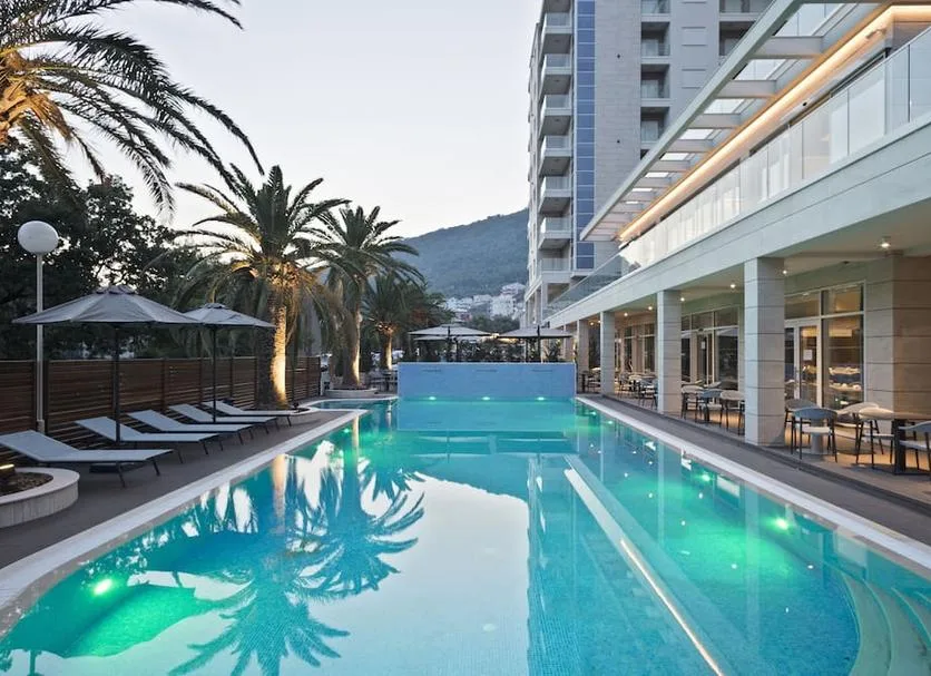 Hotel AMI Budva Petrovac pool area on Balkan Peninsula 14-Day Tour
