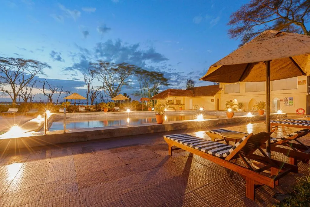 Exterior view of Lake Naivasha Country Club in Kenya, featured in GoGo Tours’ East Africa 15-day tour.