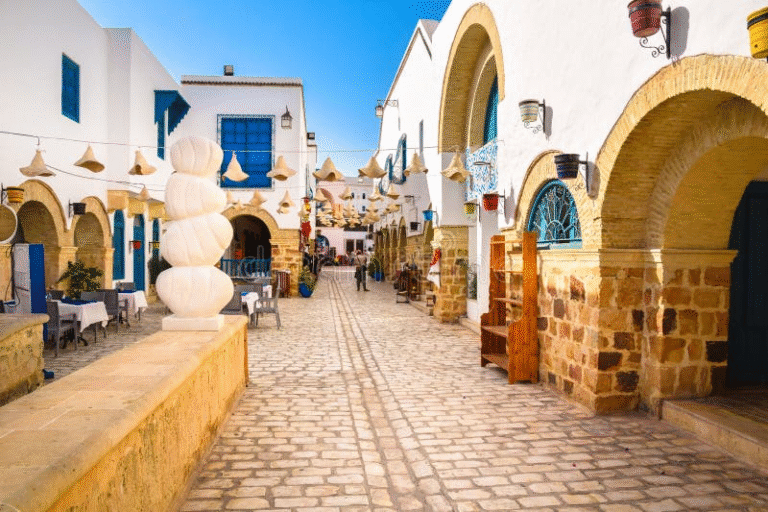 Cobblestone street in Medina of Yasmine Hammamet